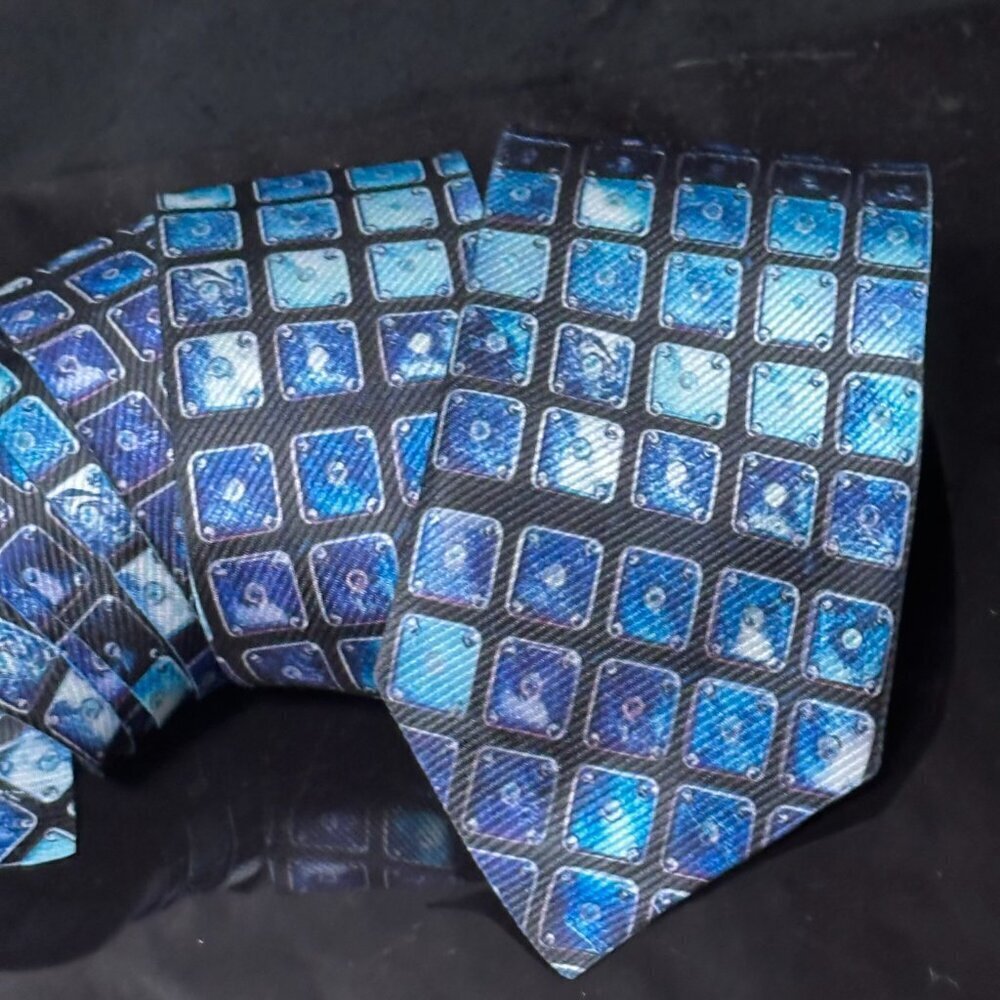 Psychedelic Blue Glass Menswear Necktie Tie Neckwear Club Party Mirror Disco DJ
